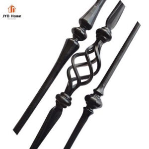 9/16” x 44” Round Tuscan Series Satin Black Hammered Iron Tapered Balusters